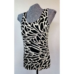 Chicos Travelers 2 Black/White Sleeveless Top L/12